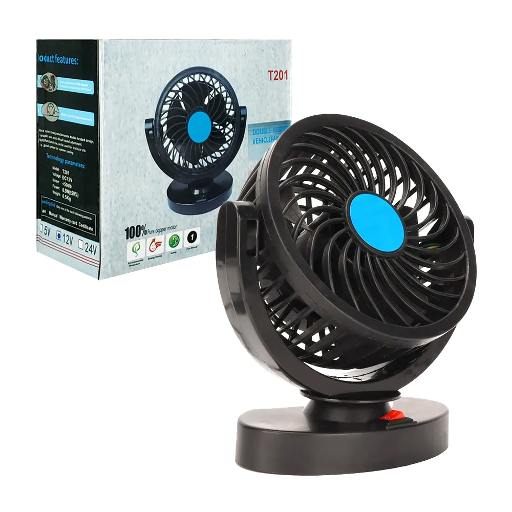 Ventilador pequeño ajustable con entrada para coche y base adherible …