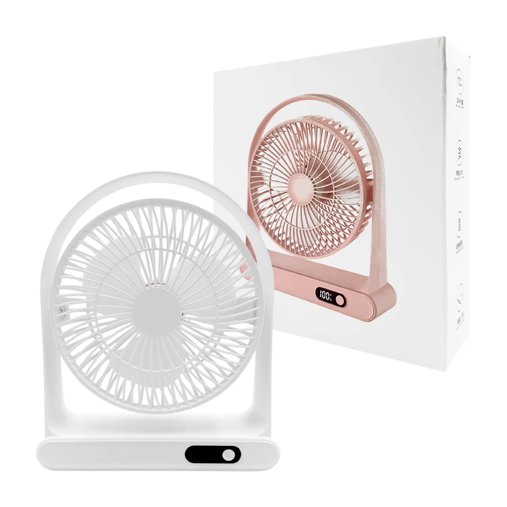 Ventilador redondo para escritorio, ajustable y recargable con 3 velo…