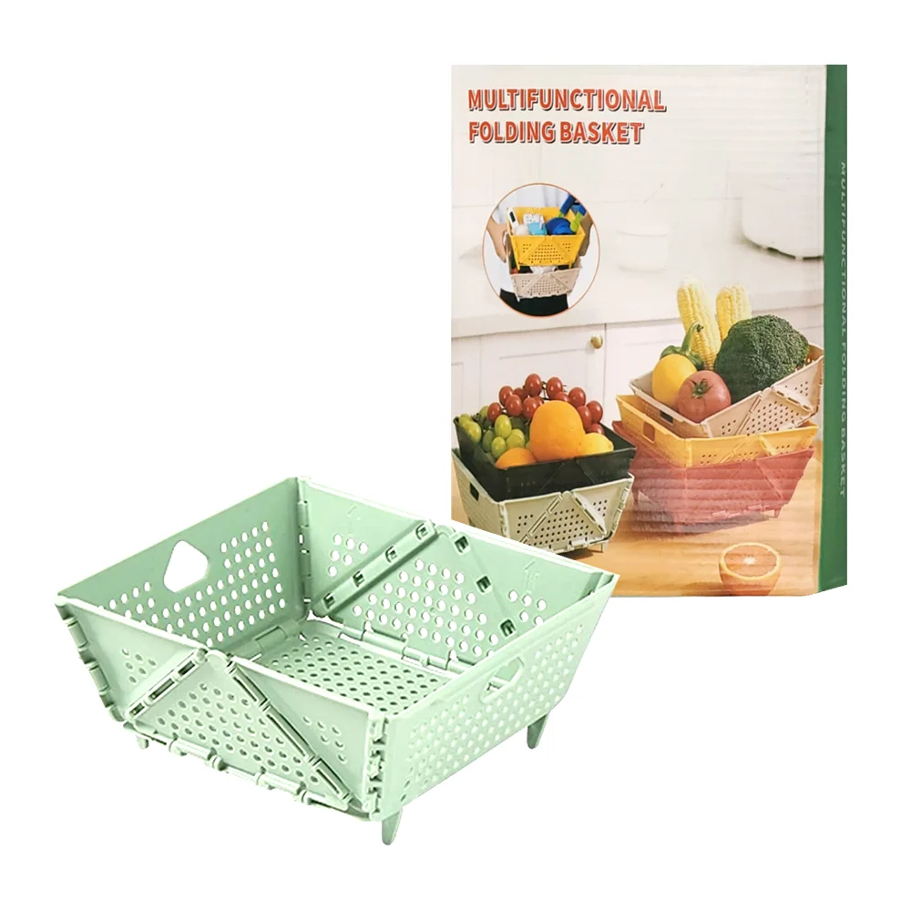 1pza Cesta plegable de plástico multifuncional, con holluelos para su…