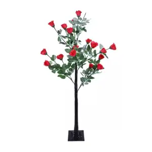 Árbol negro tipo rosal decorativo con rosas rojas, hojas + 54 focos l…