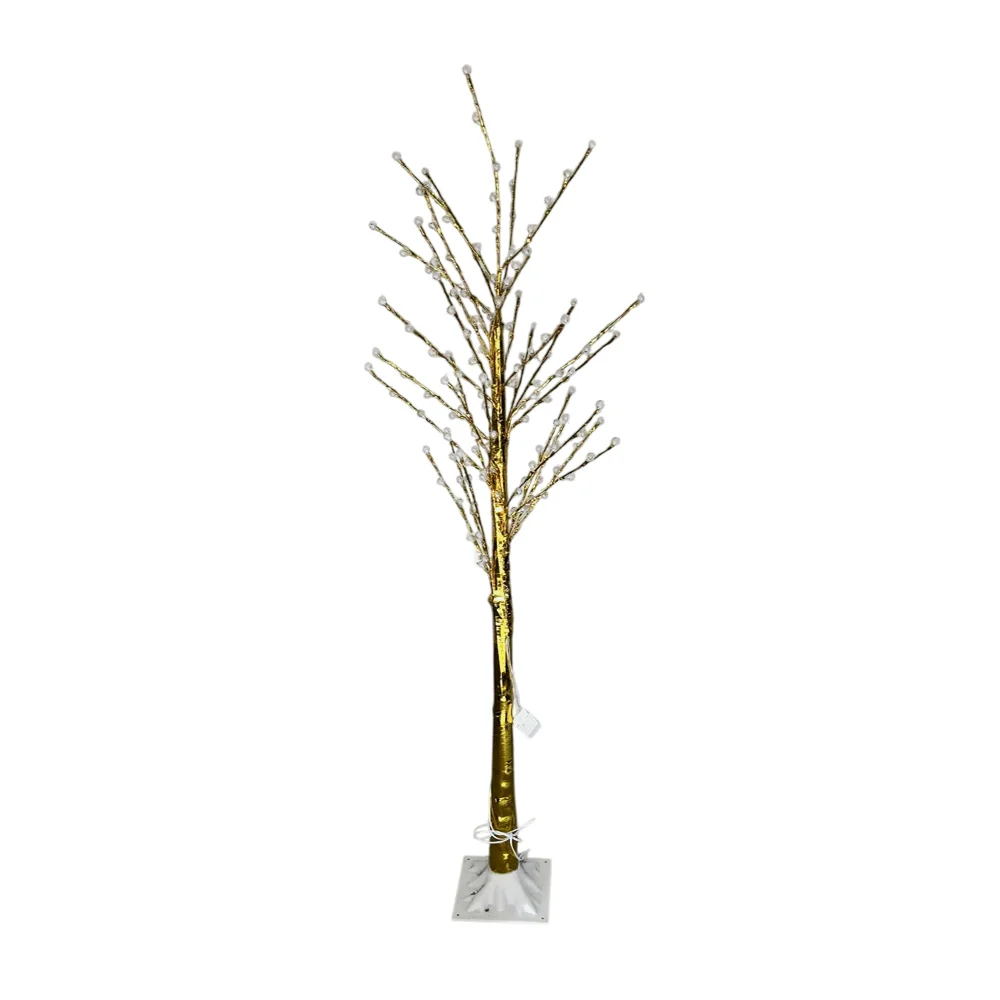Árbol dorado decorativo con 150 focos led tipo esferas pequeñas trans…