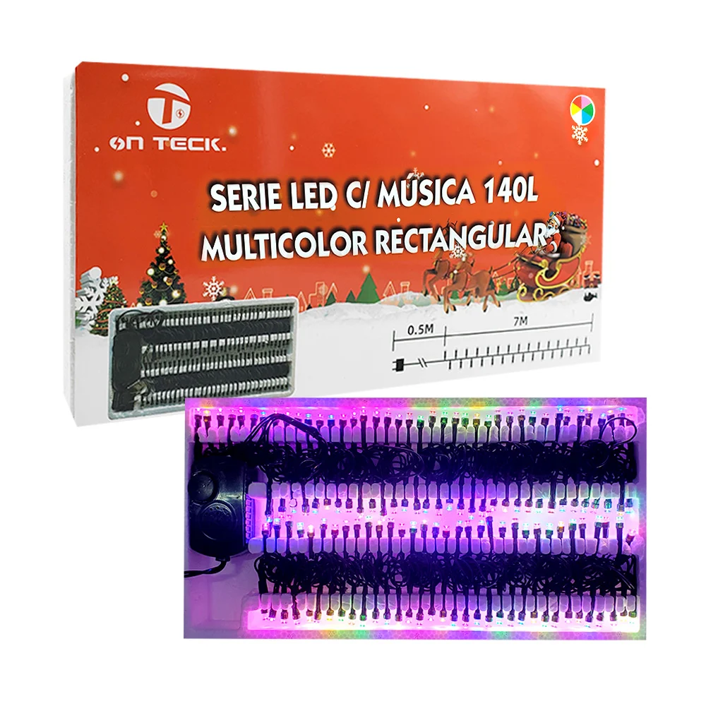 Serie musical navideña on teck de 7 metros con 140 focos led multicol…