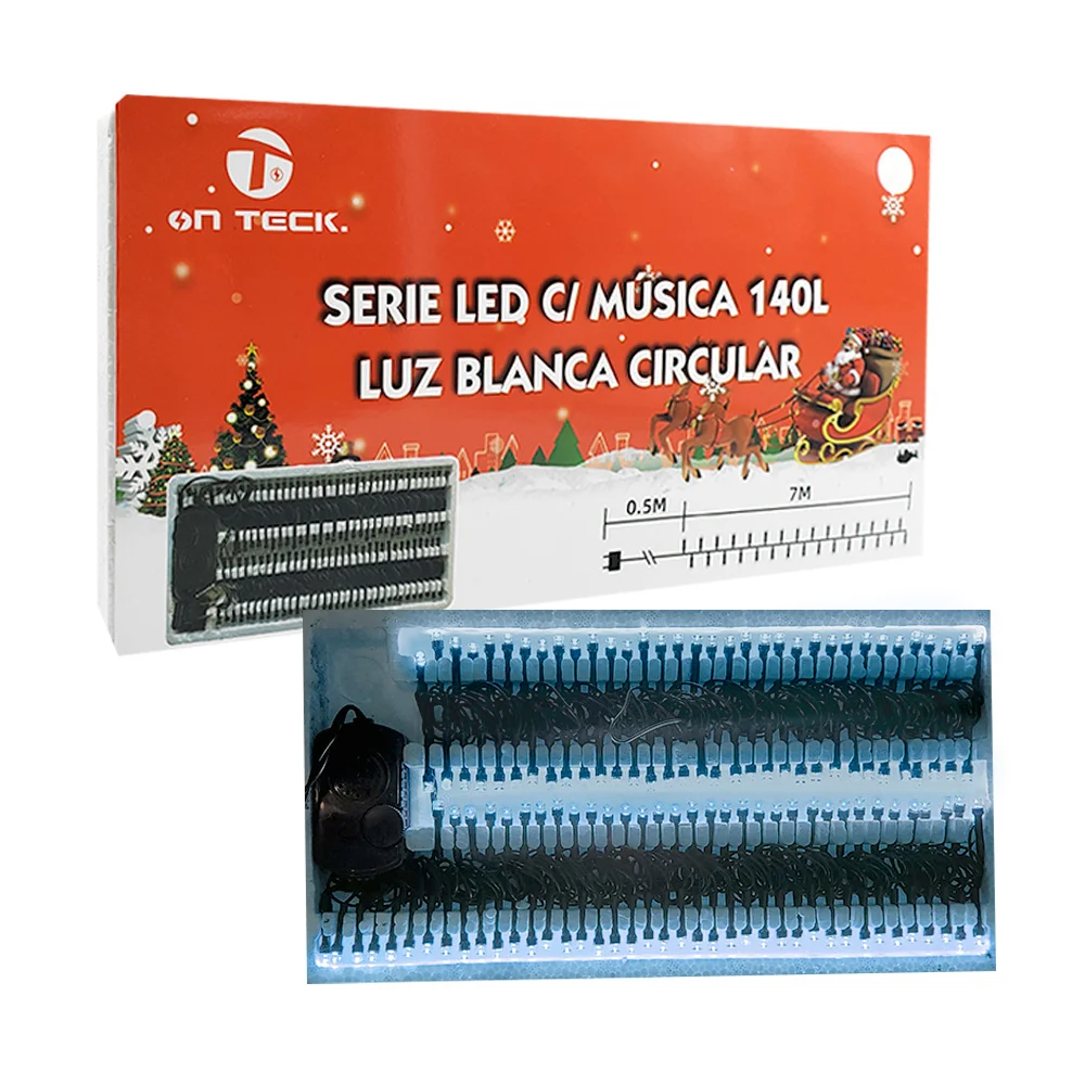 Serie musical navideña on teck de 7 metros con 140 focos led de luz b…