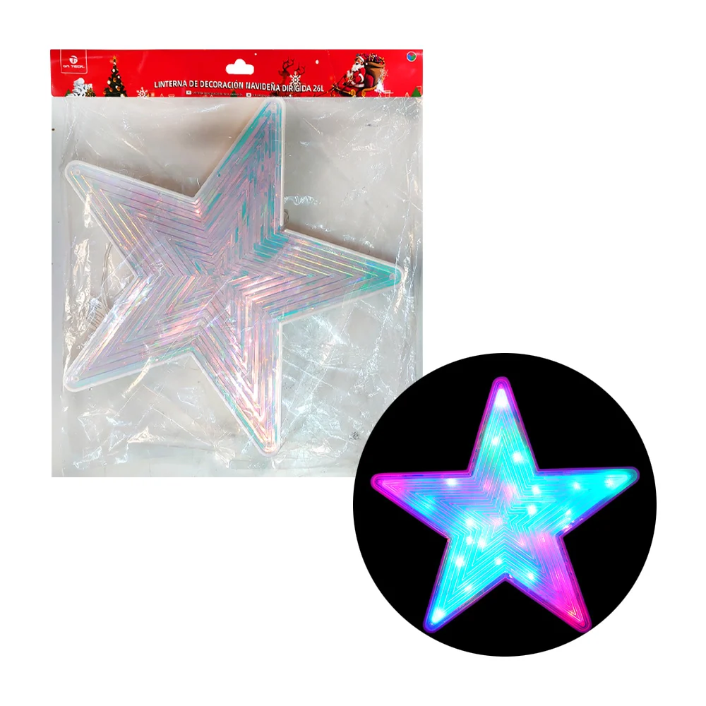 Lámpara decorativa en forma de estrella con diseño tornasol  y luz mu…
