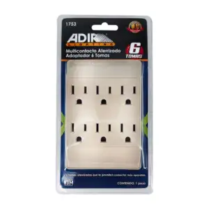 Multicontacto aterrizado cuadrado con 6 tomacorrientes / adir lightin…
