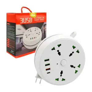Multicontacto circular con 4 tomacorrientes, 3 entradas usb, tipo c, …