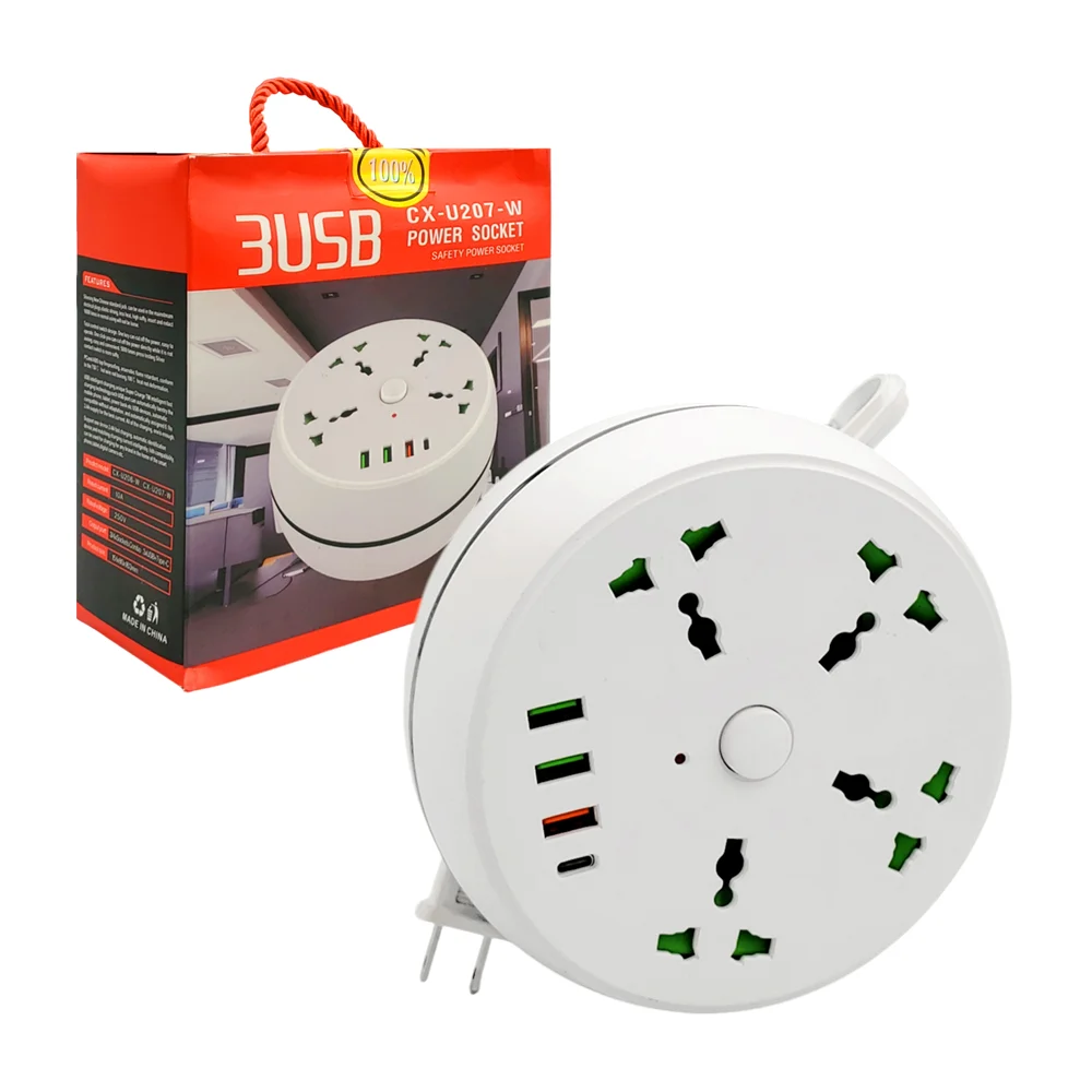 Multicontacto circular con 4 tomacorrientes, 3 entradas usb, tipo c, …