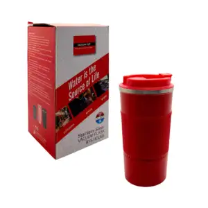 1pza Vaso termo metálico con tapadera plástica, banda de plástico par…