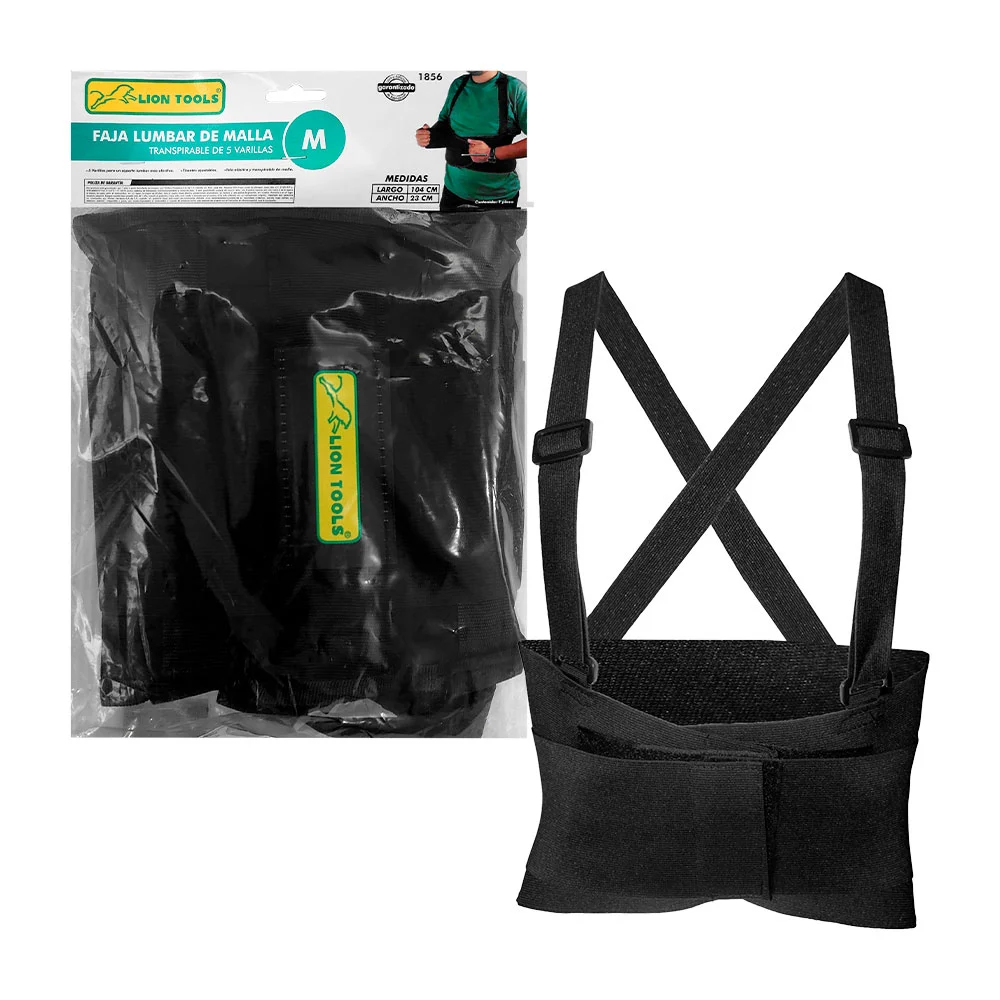 1pza Faja elástica lumbar lion tools ajustable, transpirable, con bro…