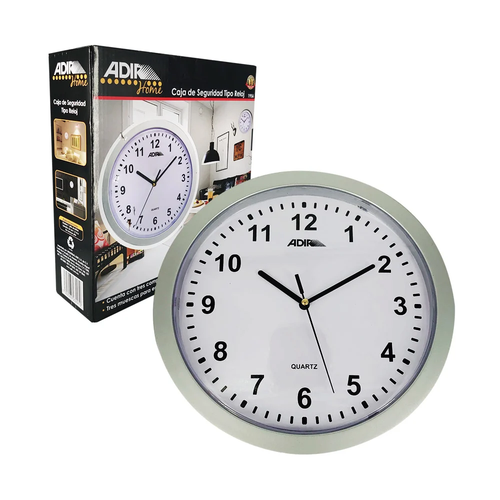Reloj de pared tipo caja de seguridad con 3 compartimentos, 25cm / ad…