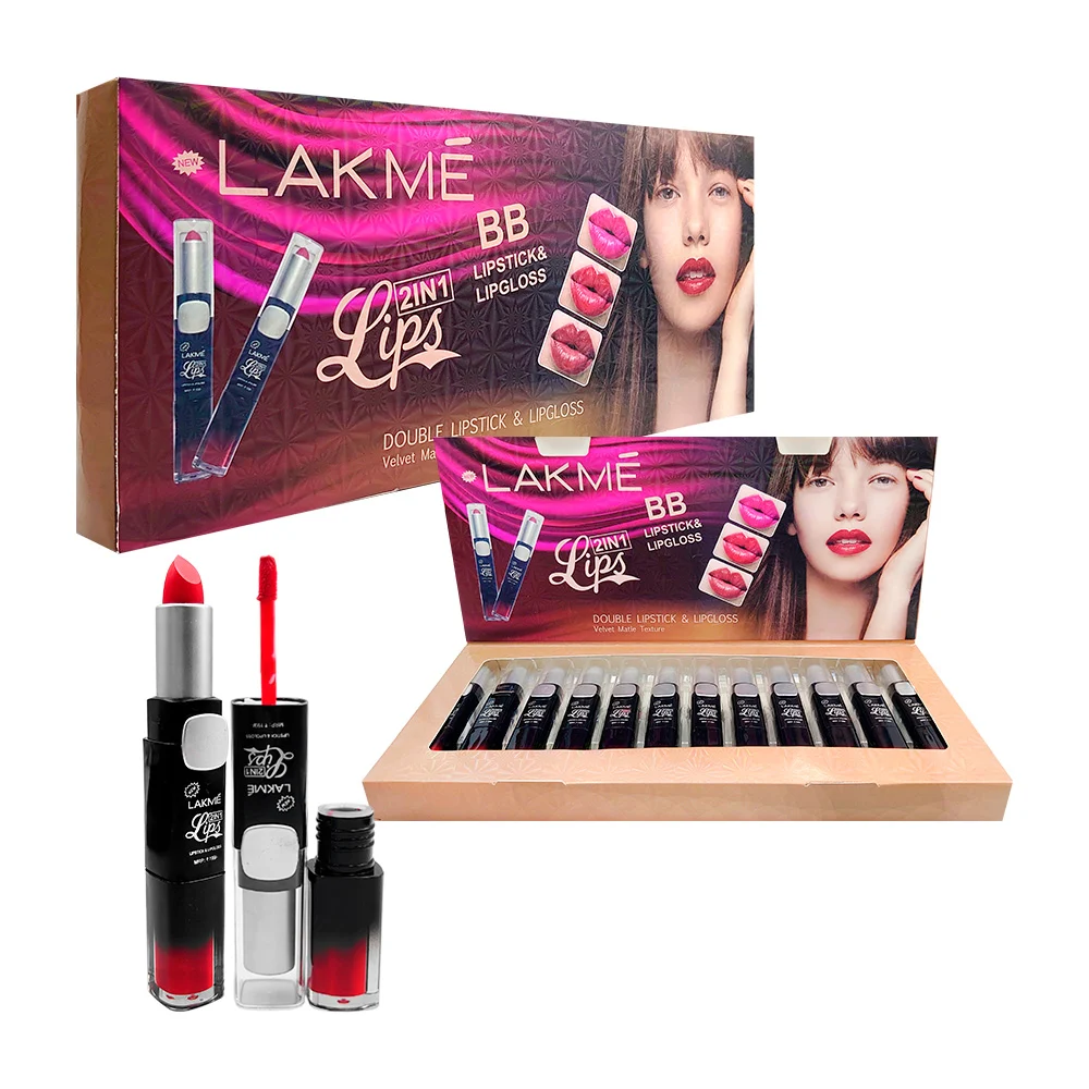 Paquete 2 en 1, con 12 labiales en barra y brillos labiales de divers…