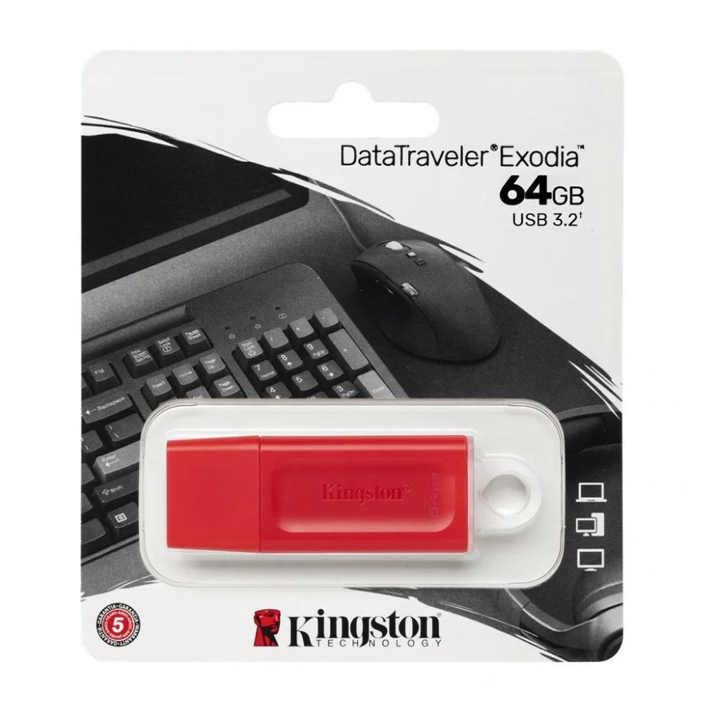 Memoria usb 3.2 flash kingston en color rojo con capacidad de 64gb / …
