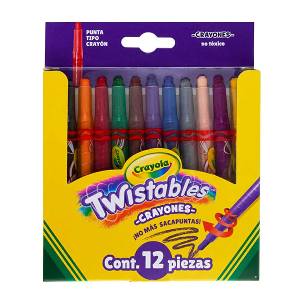 Caja con 12 crayones cortos retráctiles crayola twistables de colores…