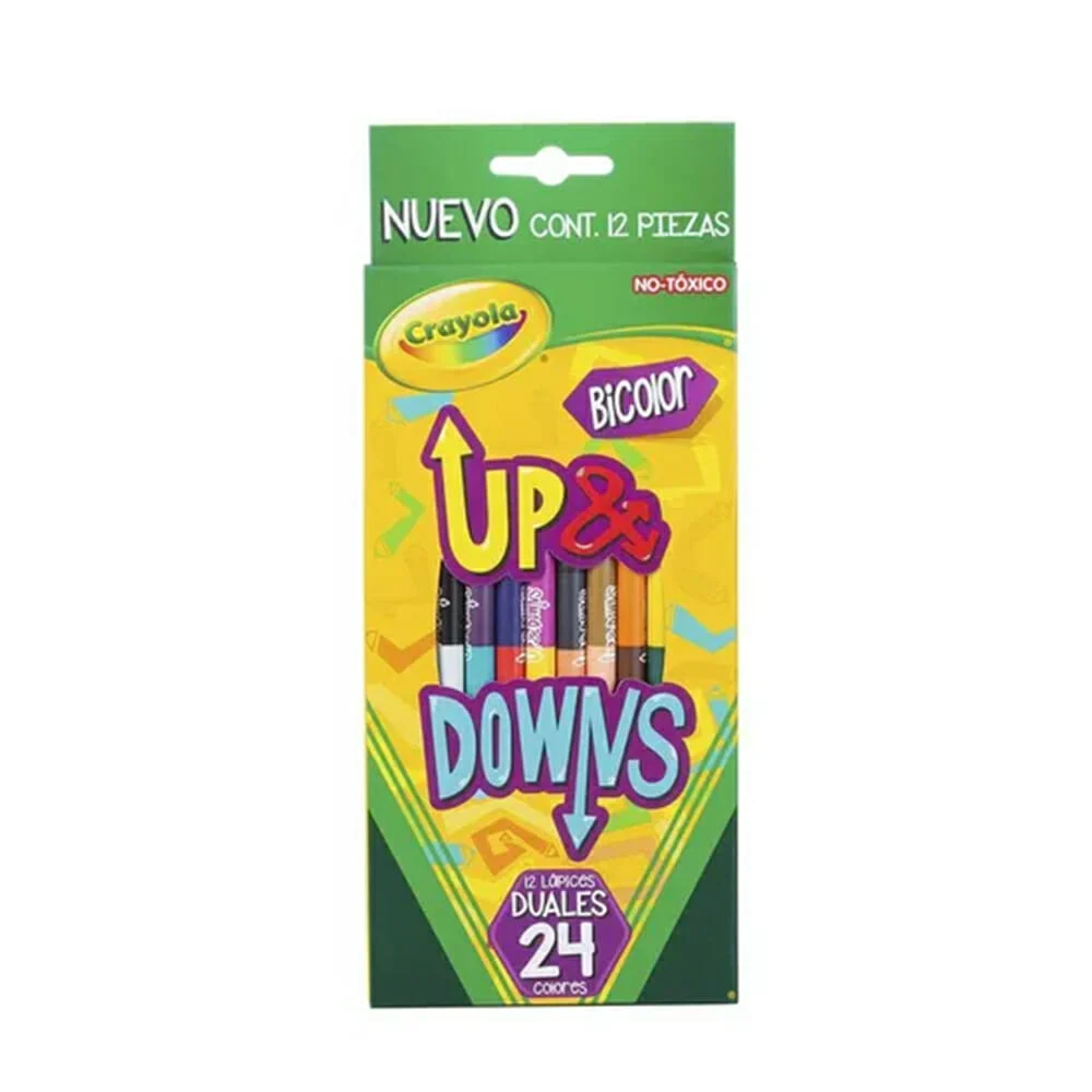 Caja con 12 lápices de colores crayola up&downs de doble punta bicolo…