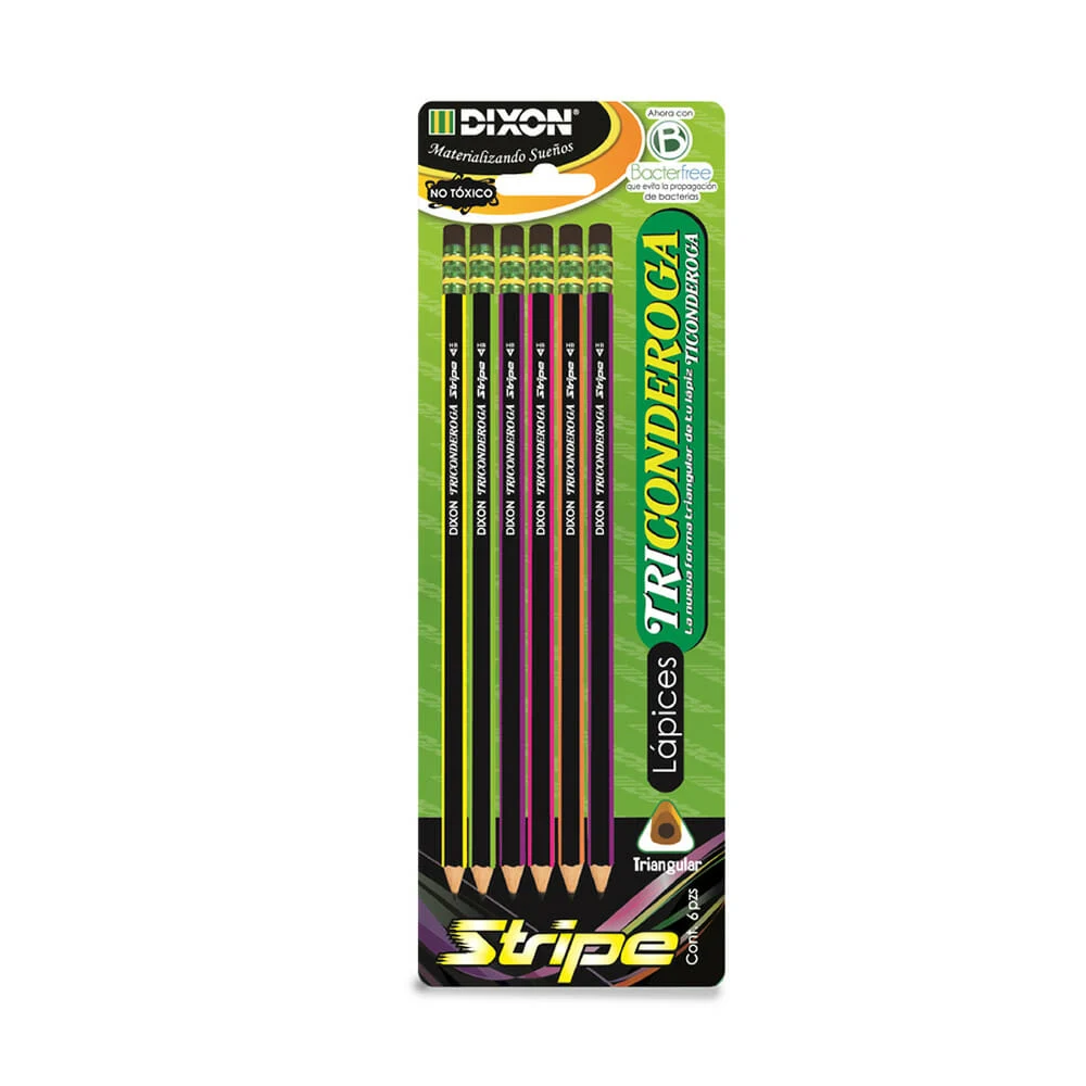 Paquete con 6 lápices de grafito dixon triconderoga, variedad de colo…