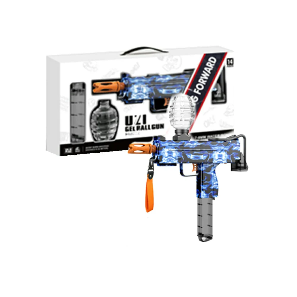 Pistola de hidrogel recargable tipo uzi de 7.8mm keep going, color az…