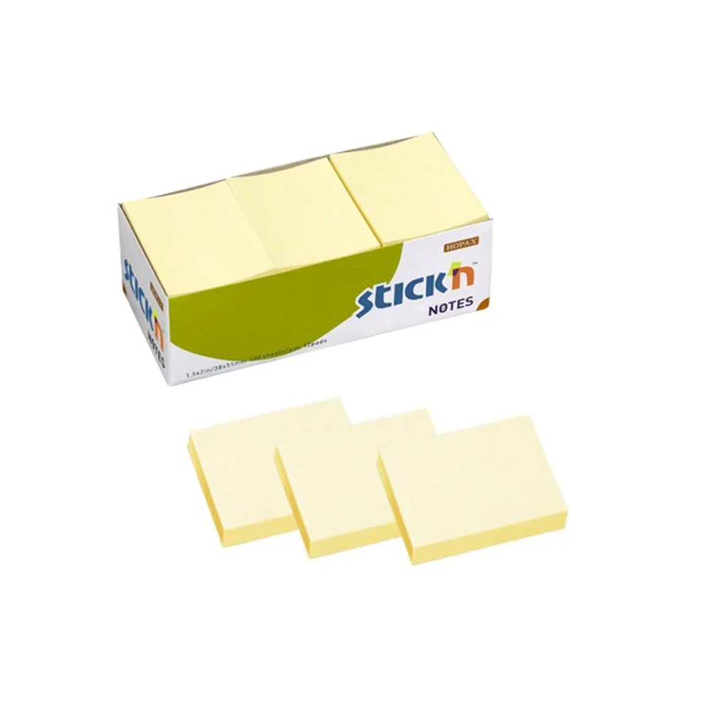 Caja con 12 blocks post it de 100 hojas en color amarillo pastel, 38x…