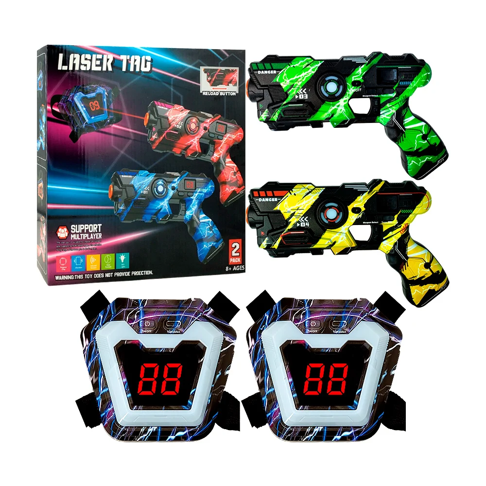 Set 2 pistolas láser de juguete + 2 chalecos de armadura con visualiz…