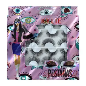 Paquete con 12 pares de pestañas postizas kylie 3d, variedad de model…