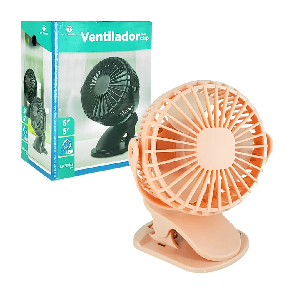 Ventilador chico de plástico con base / pinza, ajustable, funcionamie…