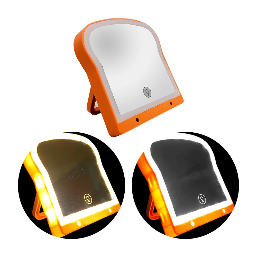 Espejo plegable touch con luz led y forma de rebanada de pan para maq…