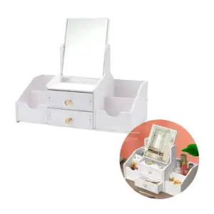 Organizador armable con espejo rectangular para escritorio, 40x20x35 …