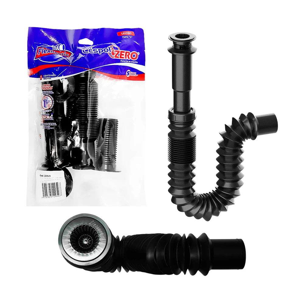 Céspol flexible tipo p con atrapatodo para lavabo y extensión de 55cm…