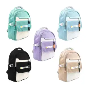 1pza Mochila grande de tela lisa, con 4 compartimientos, bicolor, con…