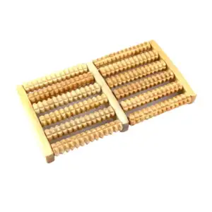 Masajeador doble de madera estilo rodillos para los pies / 23-amq-015…