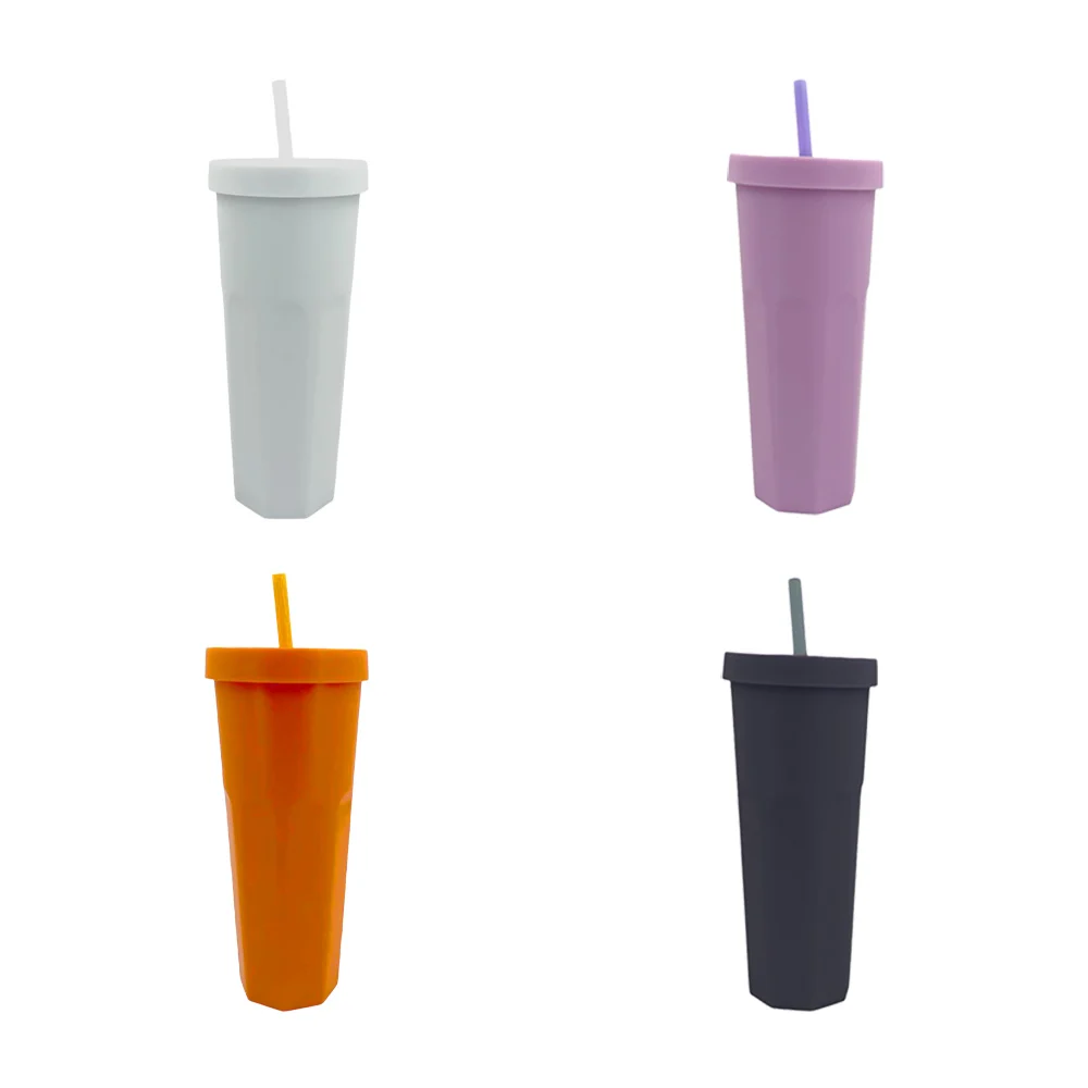 Vaso de plástico con capacidad de 580ml, tapa y popote, variedad de c…