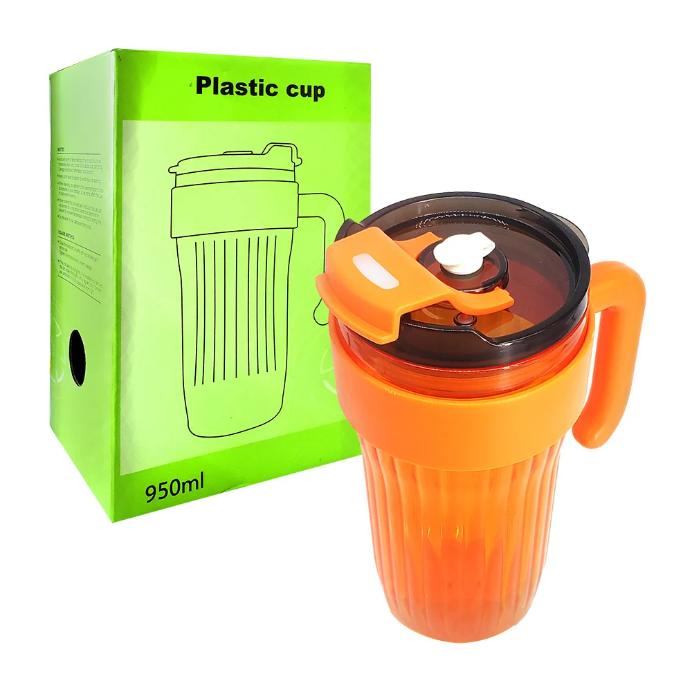 Vaso taza de plástico translúcido con capacidad 950ml y popote, varie…