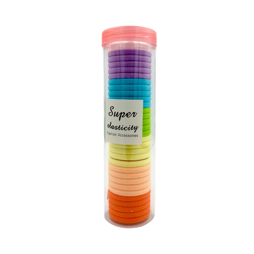Bote transparente con 30 donas ligas chicas de colores / super elasti…
