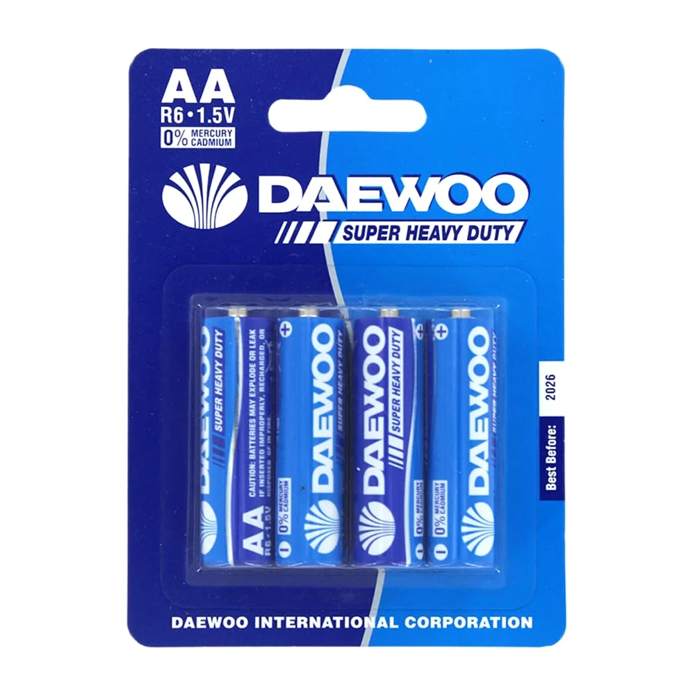 Blíster con 4 pilas baterías daewoo super heavy duty r6 doble aa de 1…