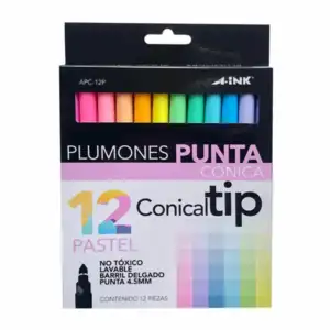 Paquete con 12 plumones de colores pastel a-ink con punta cónica 4.5m…