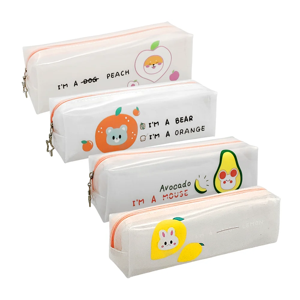 Lapicera rectangular de plástico translúcido con estampado de animale…