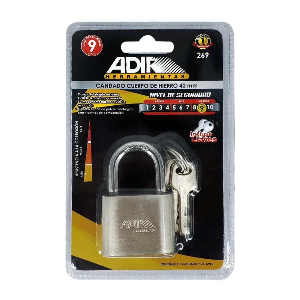 Candado corto de hierro 40mm, con nivel de seguridad máximo + juego d…