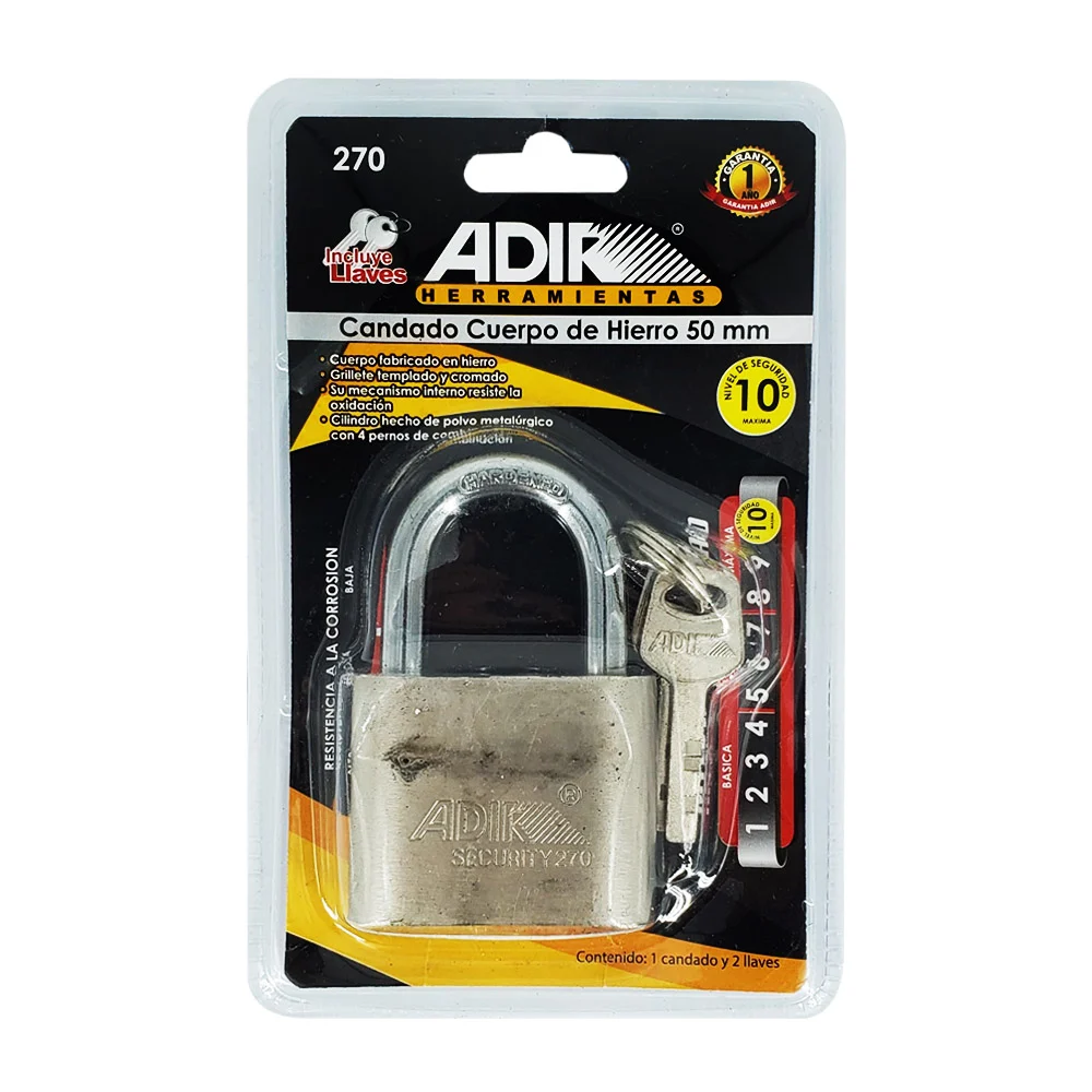 Candado de hierro 50mm, con nivel de seguridad máximo + juego de 2 ll…