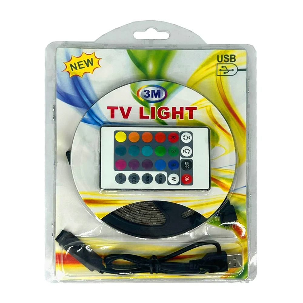 Tira led usb multicolor rgb de 3 metros con control remoto / tv light…