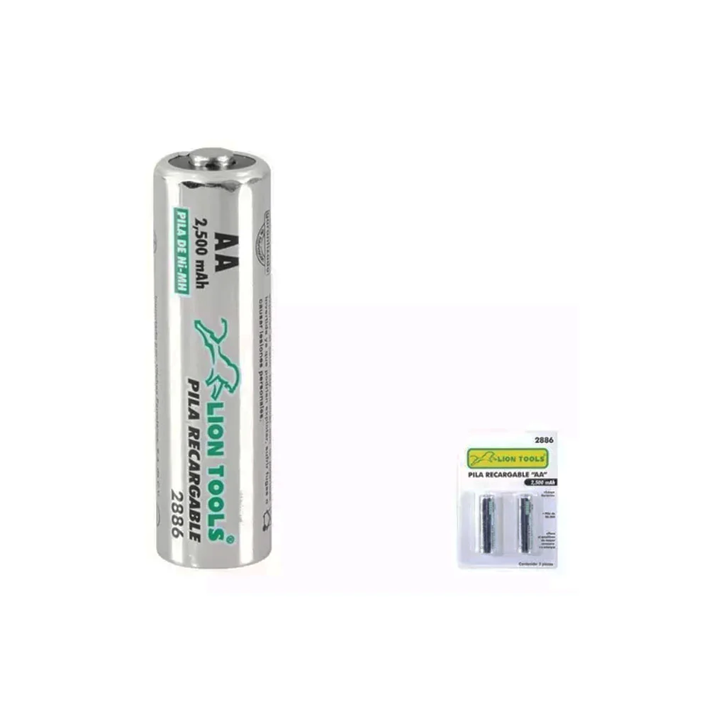 Blíster con 2 pilas baterías lion tools recargables doble a, 2500mah …