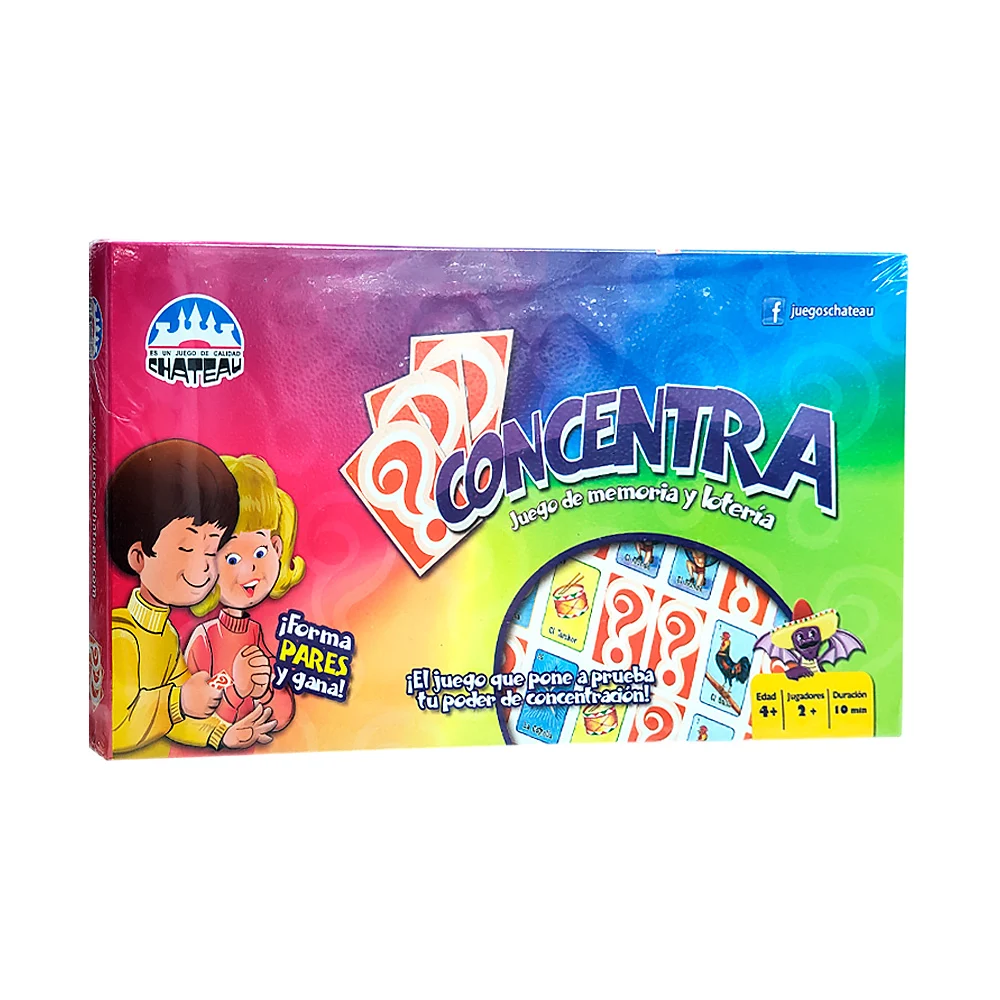 Juego de mesa concentra, con memorama y lotería + 48 fichas de plásti…