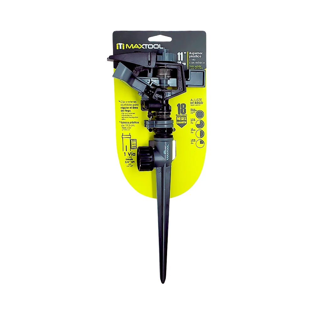 Aspersor de plástico de 28cm con 1 vía, estaca, clip y retenes ajusta…