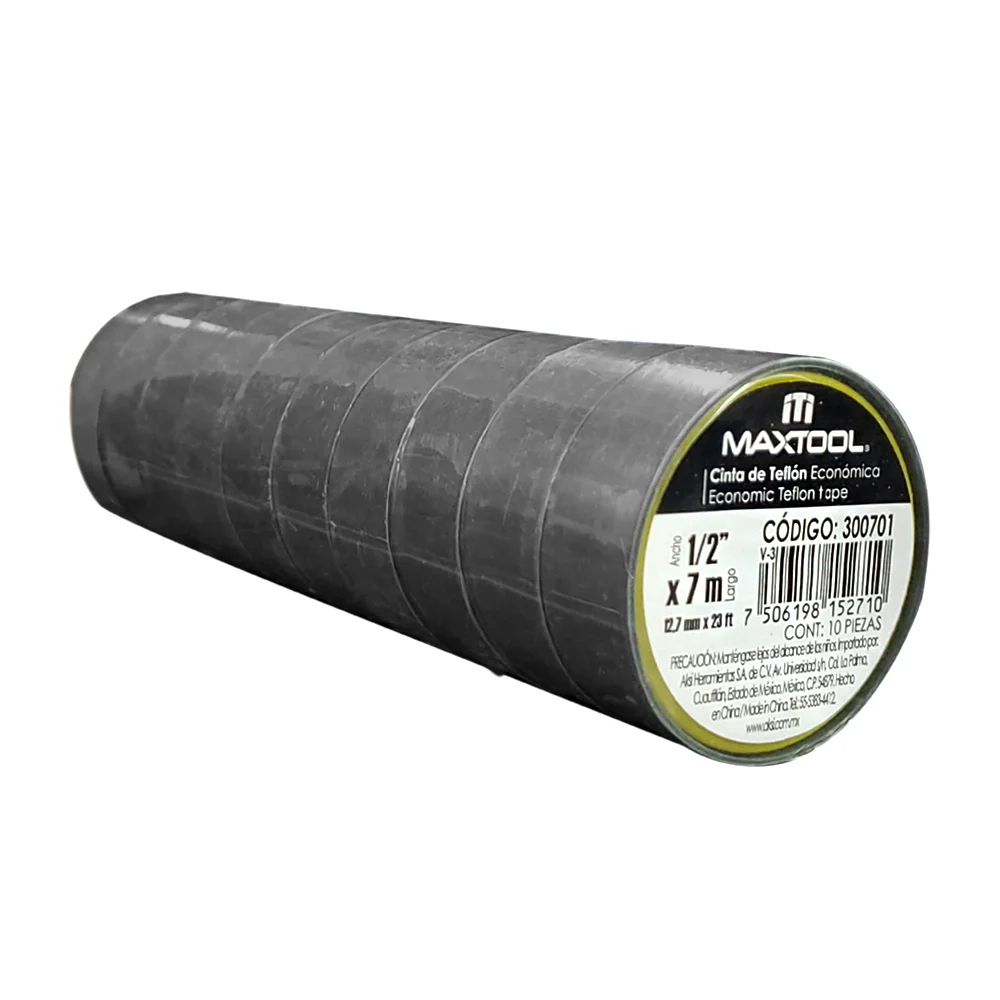 Paquete 10 cintas de teflón económica con 1/2 pulgada de ancho / maxtool / 300701