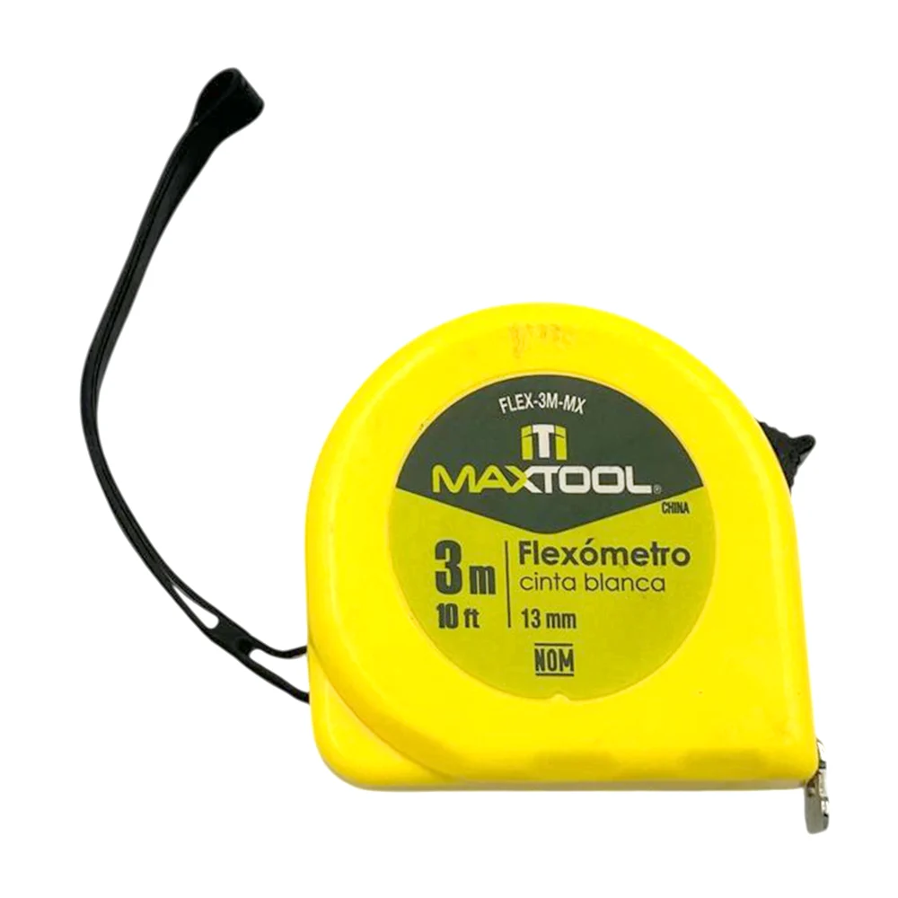 Flexómetro amarillo de cinta blanca con agarradera plástica y colgant…