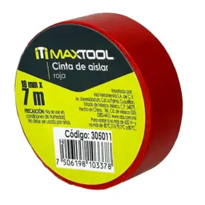 1pza Cinta aislante maxtool en color rojo, 19mmx7m / 305011