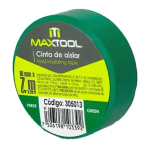 1pza Cinta aislante maxtool en color verde, 18mmx7m / 305013
