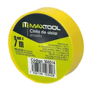 1pza Cinta aislante maxtool en color amarillo, 19mmx7m / 305014