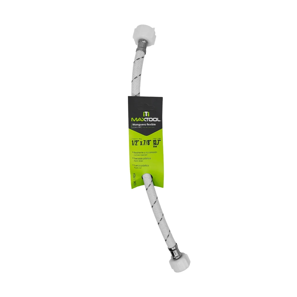 Manguera flexible maxtool de 35cm con conector de 1/2 y 7/8 pulgadas para wc baño / 307631