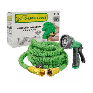 Manguera mágica expandible lion tools de 2.5 a 7.5 metros con pistola…
