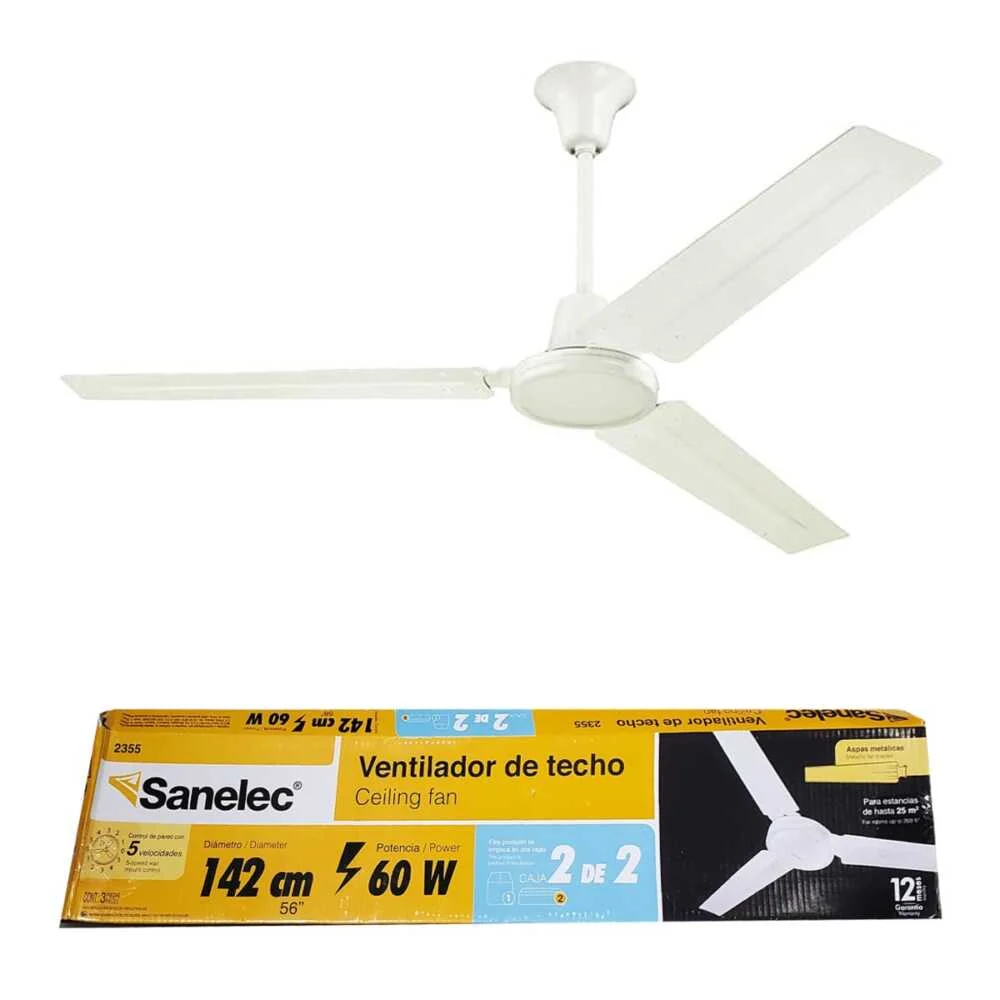 Ventilador de techo con aspas metálicas, tubo de montaje, potencia de…