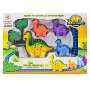 Tren de juguete montable con 4 figuras en forma de dinosaurios con ac…